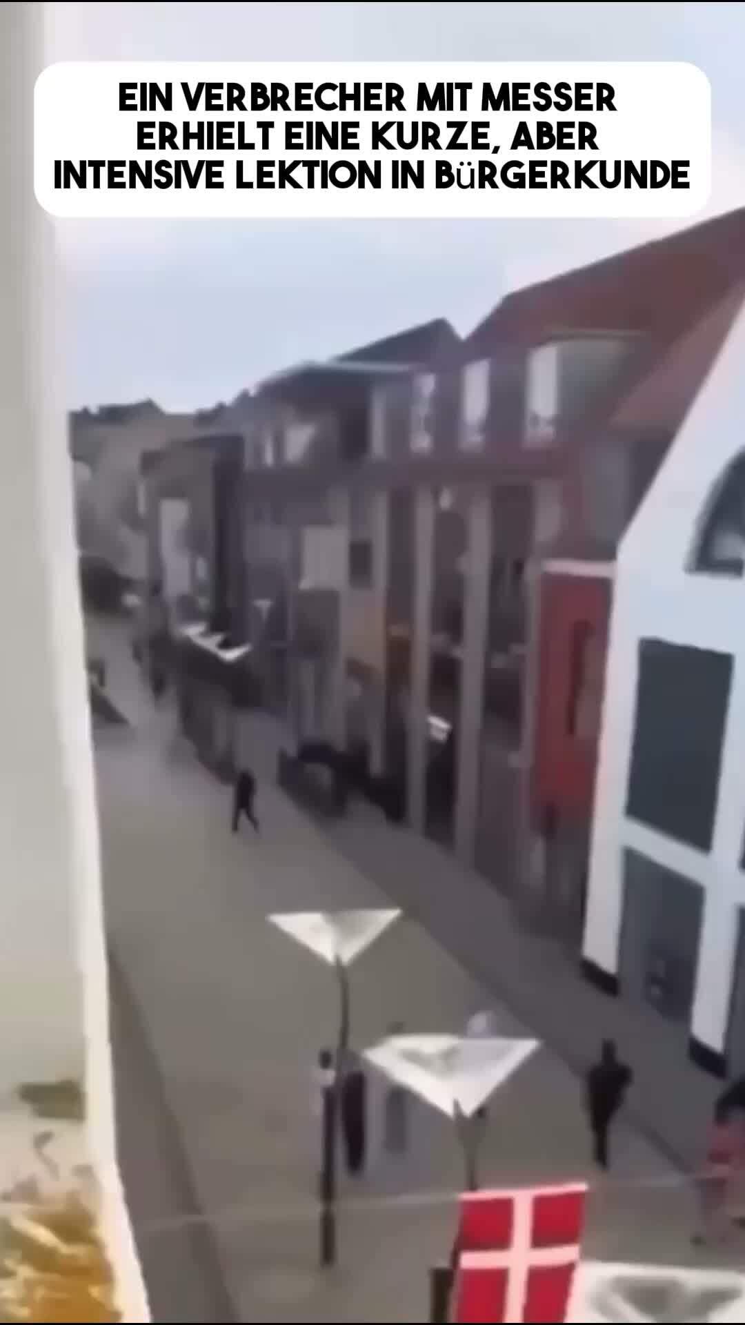 Ein Verbrecher mit Messer erhielt eine kurze, aber intensive Lektion in Bürgerkunde.