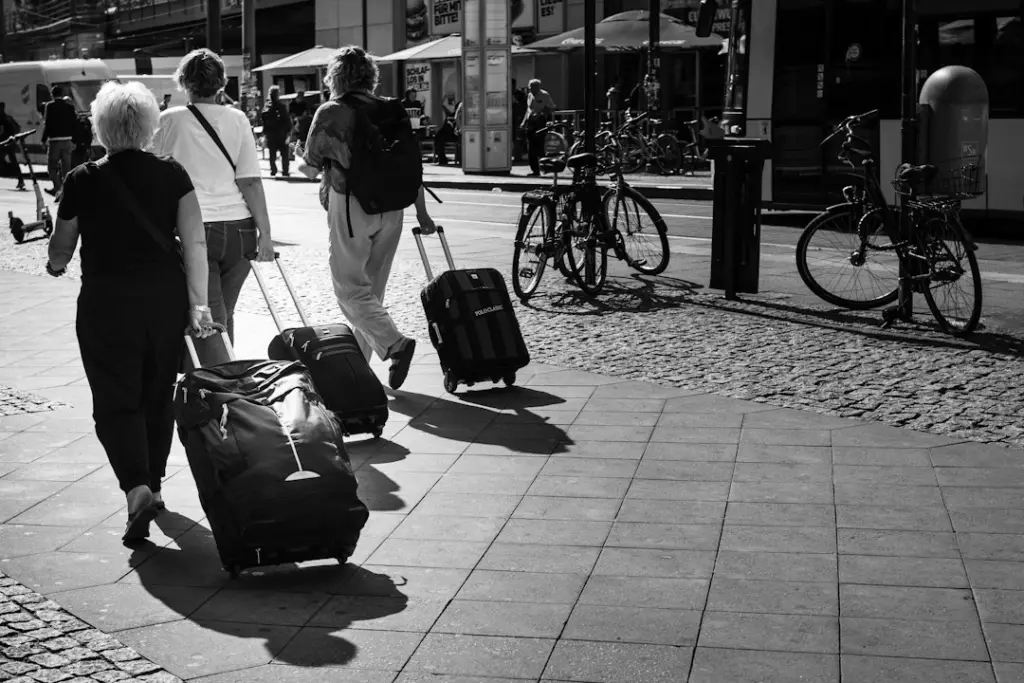 Auswandern aus Deutschland – Reisende mit Gepäck auf dem Weg ins Ausland