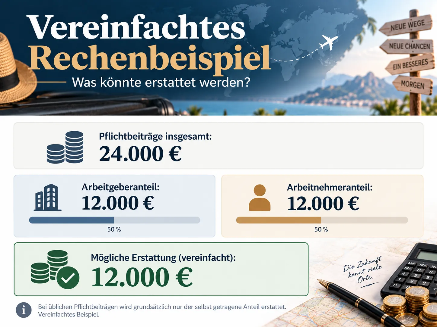 Franky erklärt Rechenbeispiel für Rentenbeiträge mit Arbeitgeberanteil und Arbeitnehmeranteil